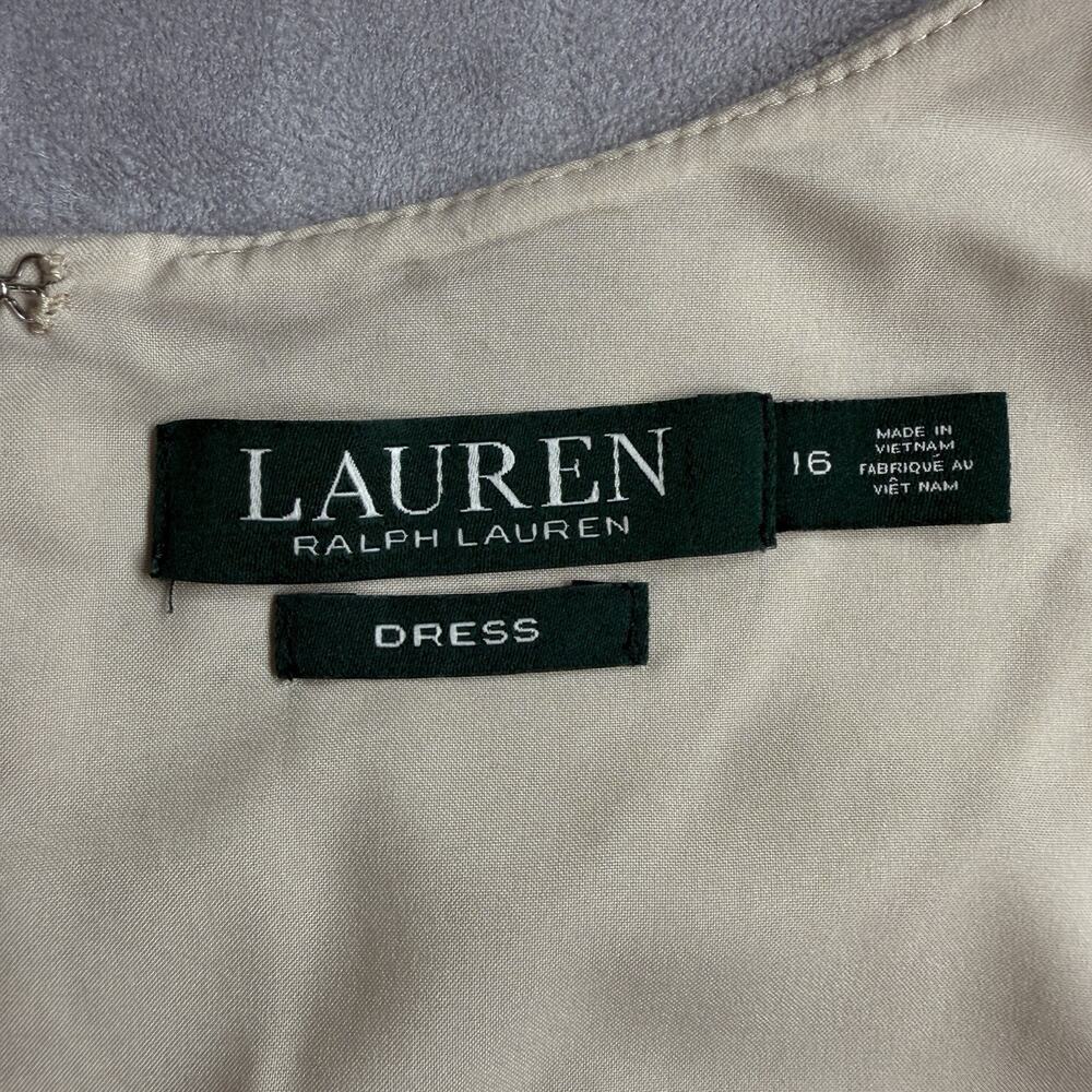 Lauren Ralph Lauren Dress Women 16 Beige White Colorblock Fit & Flare Sleeveless - Picture 4 of 7